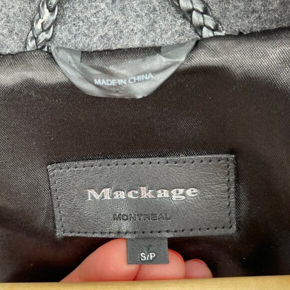 Mackage Felipa Charcoal Wool/Nylon/Cashmere Jacket Asiatic Racoon Fur Trim Small - Picture 10 of 13